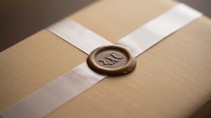 Business package being sealed.