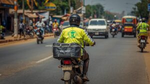 courier rider on motorbike
