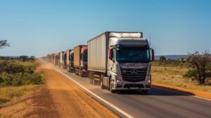 fleet of trucks on a Zambia highway (2)