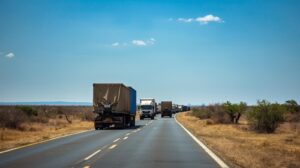 fleet of trucks on a Zambia highway (3)
